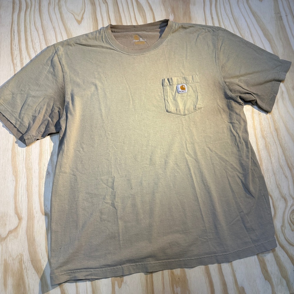 Carhartt XL Mens Tan Short Sleeve Pocket Tee Original Fit K87 Work Shirt